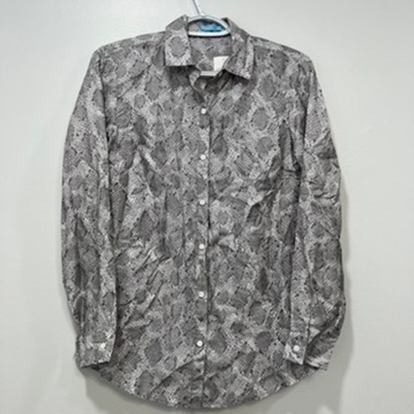 J. McLaughlin Tops - J Mclaughlin Womens Lois Blouse XS NWT $178 Cotton Button Gray Desert Scale